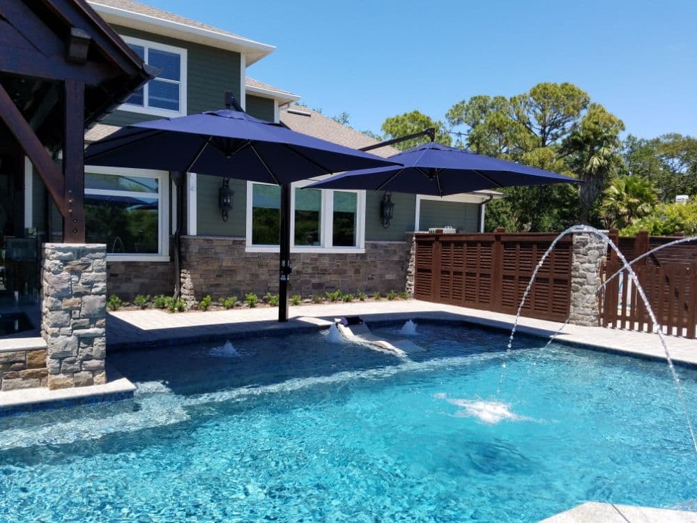 lyfe installtion umbrella over pool